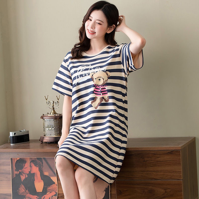 Váy Ngủ Mặc Nhà Chất Cotton Mát Mềm Co Giãn Thấm Hút Mồ Hôi