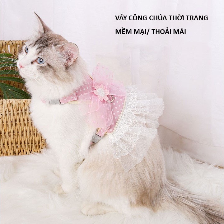 Váy công chúa kèm dây đeo thời trang cho mèo - MIAOCAT