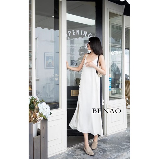 Đầm hai dây dáng suông xẻ cao thương hiệu Benao cao cấp