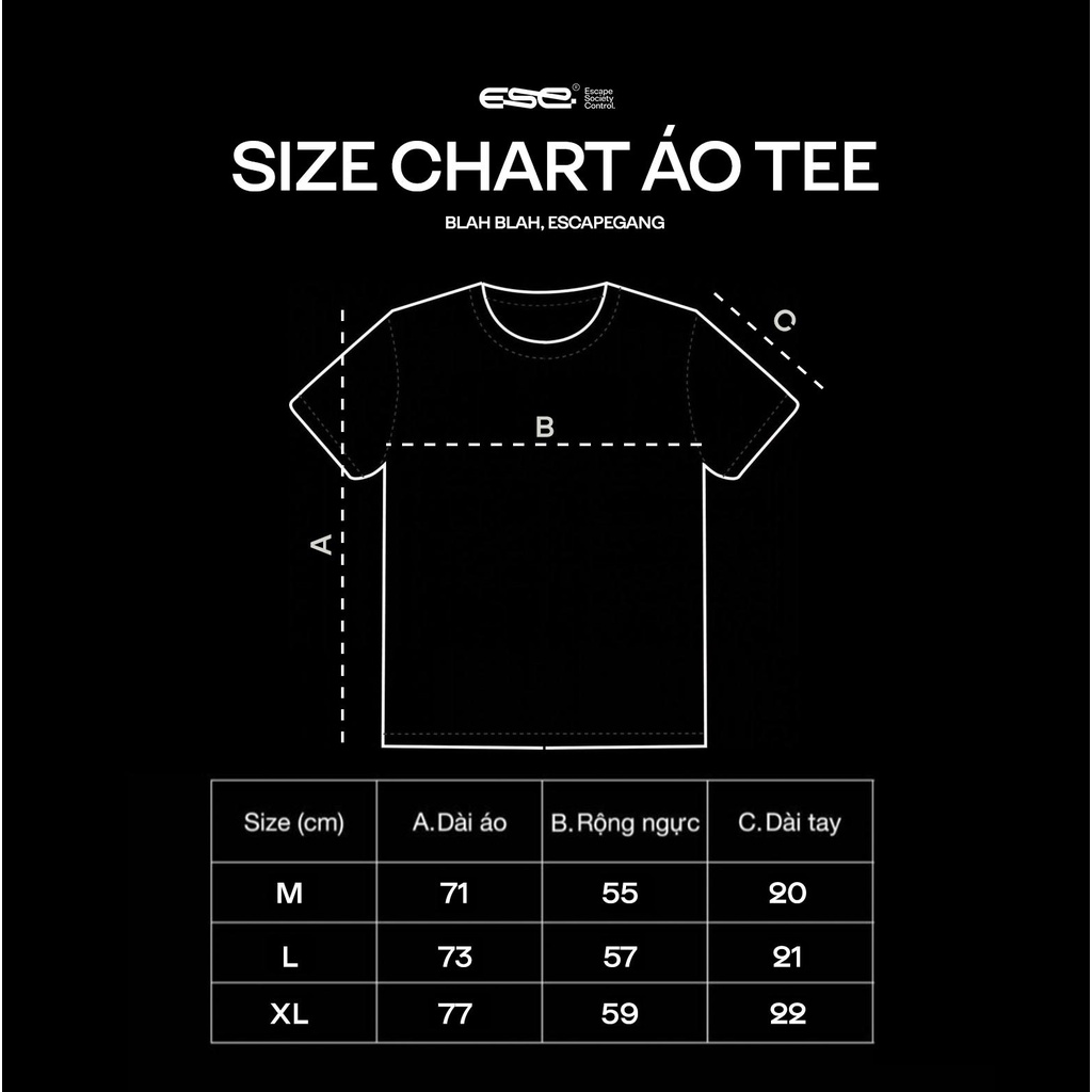 ÁO THUN BASIC 𝗘𝗦𝗖𝗔𝗣𝗘𝗚𝗔𝗡𝗚 𝗧𝗘𝗘 - ĐEN/TRẮNG