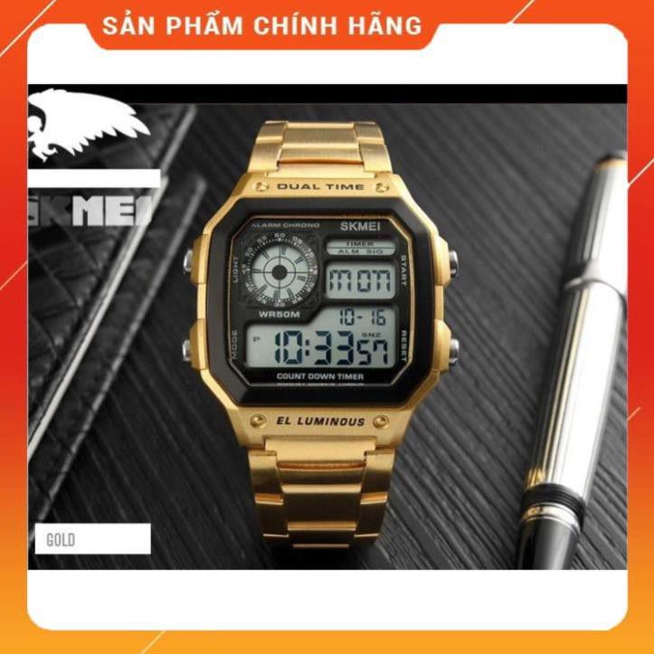 Đồng Hồ Nam SKMEI Chính Hãng Dây Thép Không Gỉ 1335 Size 33mm Chống Nước 5ATM Thiết Kế Thể Thao 2 Múi Giờ Cao Cấp