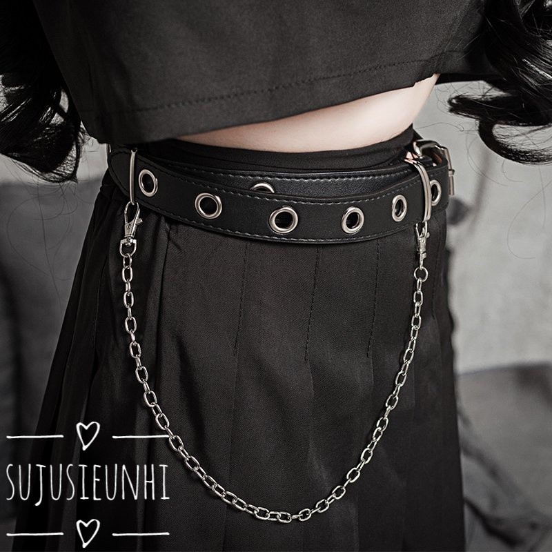 (2mẫu) Thắt lưng đục lỗ unisex loại dày dặn phối đồ cực chất