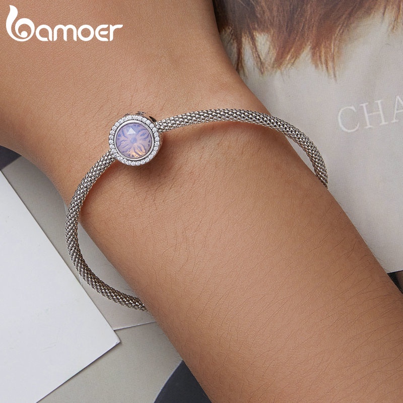 Mặt xỏ BAMOER đính đá thủy tinh bạc 925 làm vòng đeo tay diy