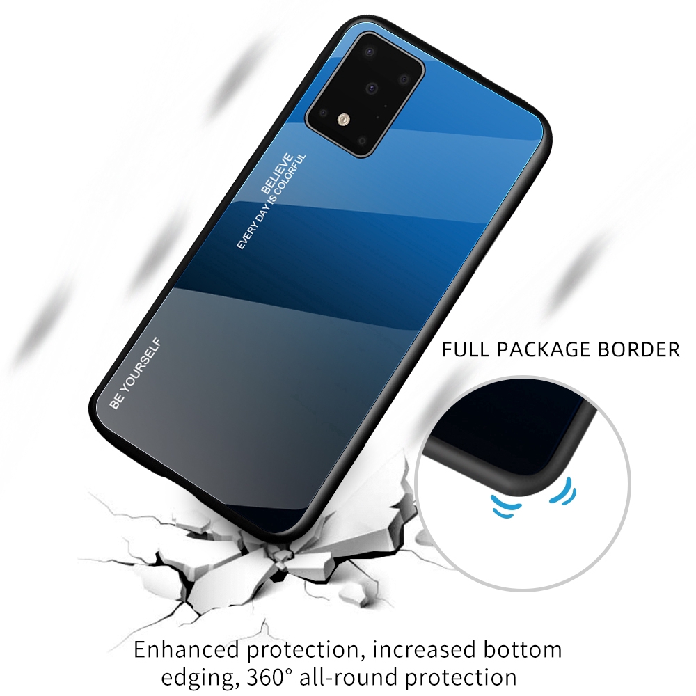 Ốp điện thoại kính cường lực màu gradient cho Samsung Galaxy A71 A51 S11 Plus A90 5G | WebRaoVat - webraovat.net.vn