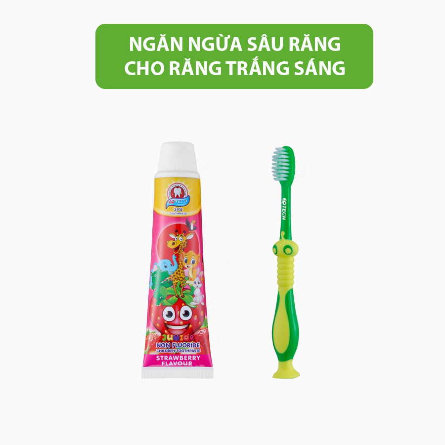 Bộ Bàn chải + Gel đánh răng trẻ em EQ Tech Junior kem đánh răng cho bé từ 2 đến 8 tuổi dạng Gel trong suốt 75g