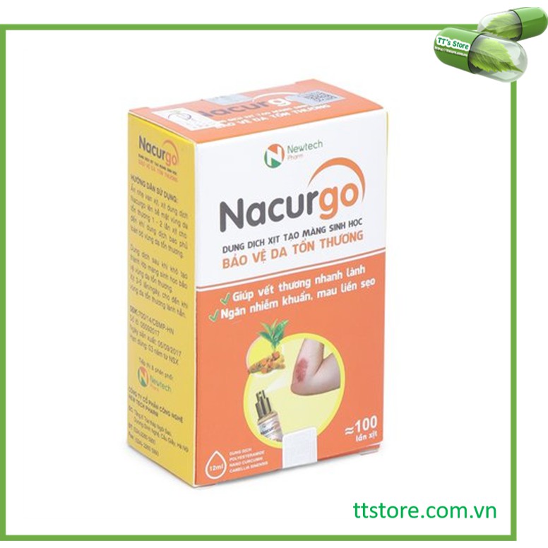 NACURGO dạng xịt - Làm lành vết thương, dung dịch rửa vết thương - Nano curcumin/ nacugo