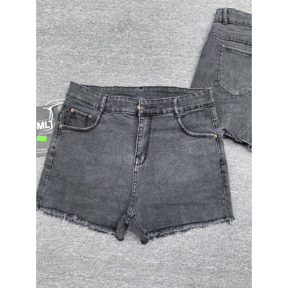 Quần short jeans đùi nữ BigSize màu Xám Tua Lai, lưng cao, co dãn mạnh 4341 MLJ 60kg 70kg 80kg 90kg