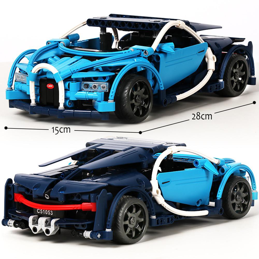 Đồ Chơi Lắp Ráp Kiểu Lego Điều Khiển Từ Xa Mô Hình Siêu Xe Bugatti Blue Phantom Car CADA C51053 Với 419 Chi Tiết