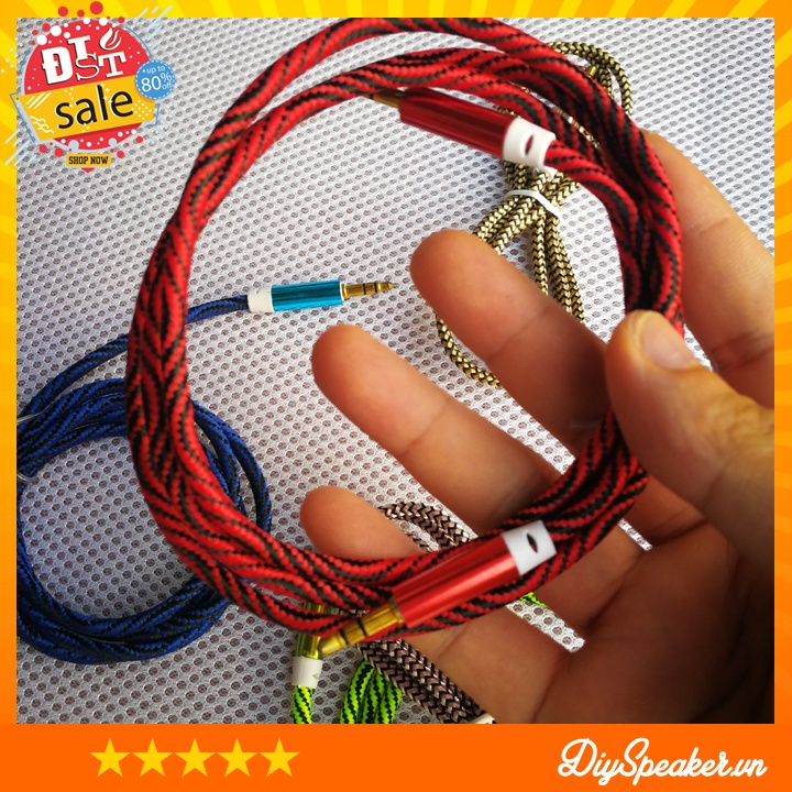 Dây cáp âm thanh, dây aux audio  2 đầu mạ vàng, bọc dù chống đứt
