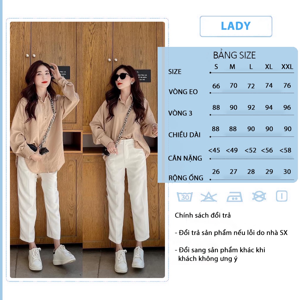 Quần baggy đũi nữ trắng cạp chun kiểu quần đũi baggy mặc đi học đi làm đi chơi LADY QĐ05