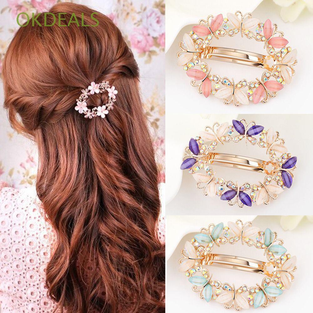 Kẹp tóc đính đá hình hoa xinh xắn dành cho nữ