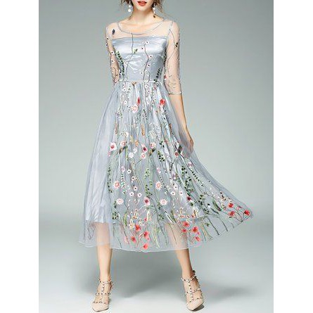 Đầm dạ hội thêu hoa cao cấp dáng dài | BigBuy360 - bigbuy360.vn