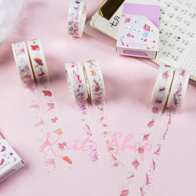 Cuộn Washi Tape Twinkle Lấp Lánh - Băng Keo Dính Trang Trí 5m