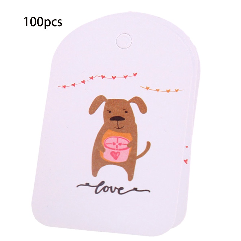 Set 100 Thẻ Giấy In Hình Trái Tim / Gấu Dùng Để Trang Trí Quà Lễ Tạ Ơn