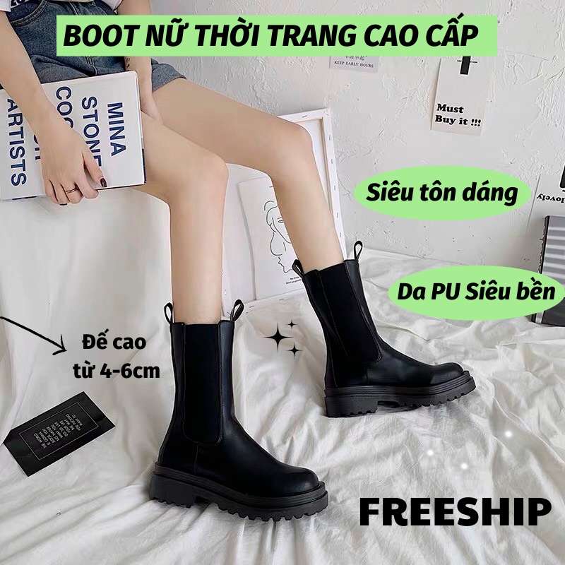 Boot Nữ Gìay Bốt Nữ Cao Cổ Chống Nhăn Đế Dày Trẻ Trung Phong Cách Ulzzang Thời Trang Hàn Quốc LEON OFFICIAL