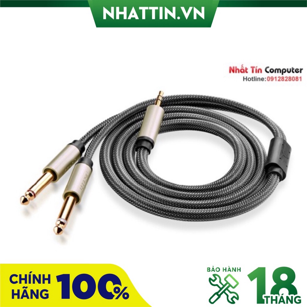 Cáp Audio 3.5mm to 2 đầu 6.5mm dài 5m chính hãng Ugreen 10619 mạ vàng cao cấp - Phân Phối Chính Hãng