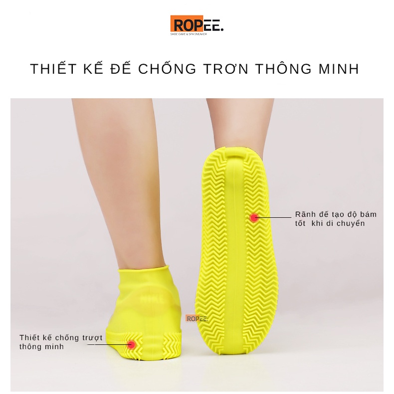 Bọc giày đi mưa silicon, bao trùm giày ủng đi mưa co dãn chống thấm nước, chống trơn trượt, bền bỉ