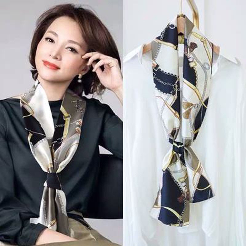 Khăn quàng cổ dài bằng vải lụa trang trí dành cho nữ