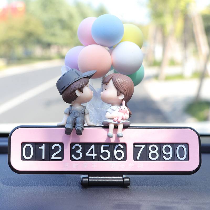 Bảng gắn số điện thoại để bảng điều khiển xe hơi họa tiết cặp đôi tình nhân đáng yêu