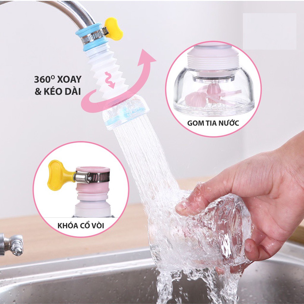 Đầu vòi nước tăng áp cho vòi bồn rửa chén, nhà vệ sinh - Tặng kèm nẹp inox cố định vòi - PK166