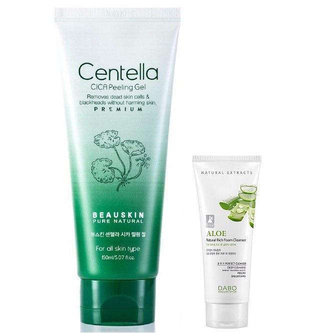 [ COMBO 2 TUÝP] Tẩy da chết mặt và toàn thân Beauskin Cica Hàn 150ml/ Tuýp Và Sữa Rửa Mặt Dabo 60ml/ Tuýp