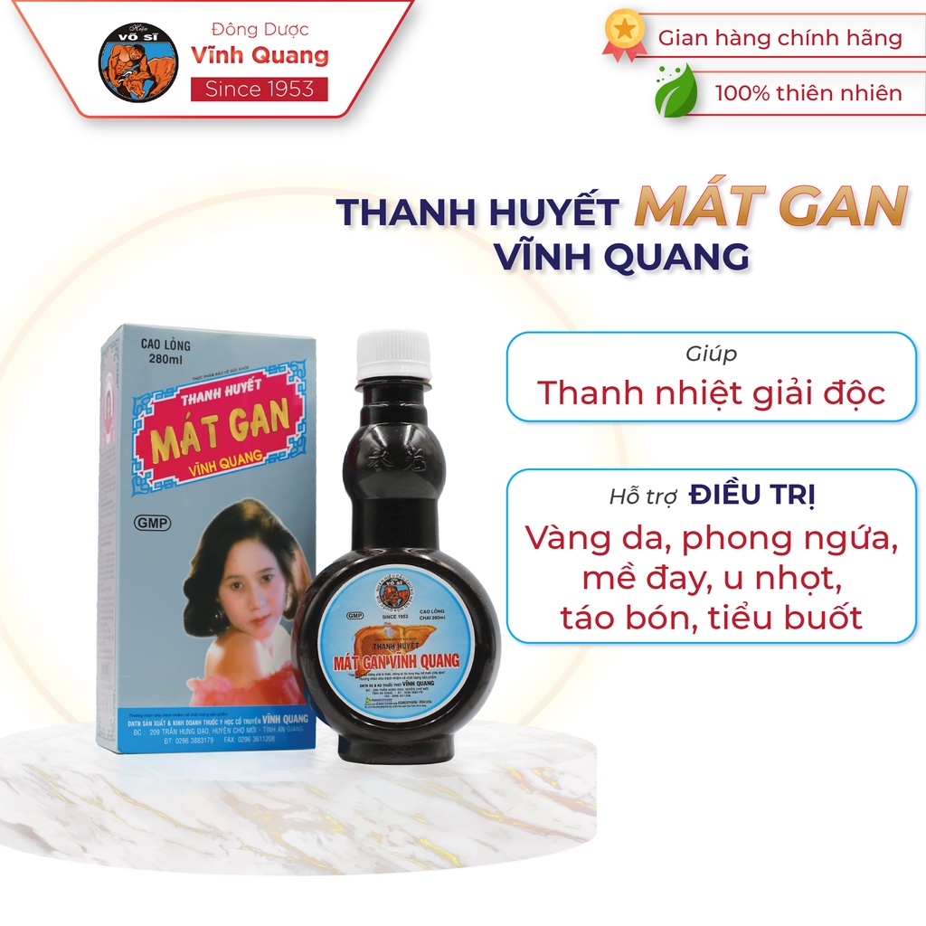 Thanh Huyết Mát Gan Vĩnh Quang (Thanh Huyết Giải Độc Gan) chai 280ml Hỗ trợ thanh nhiệt, giải độc, mát gan, bổ gan