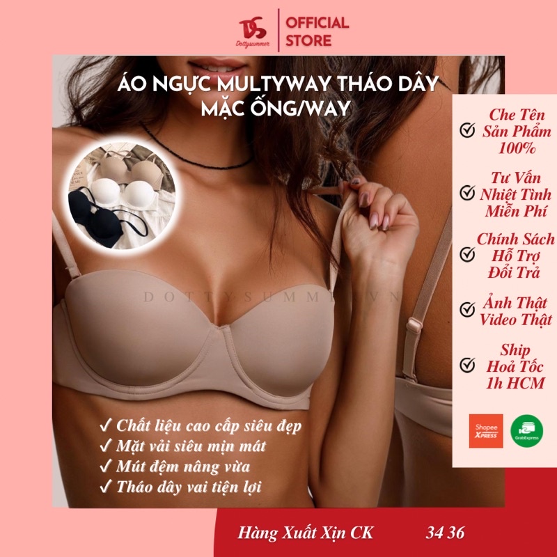 Áo Ngực Nâng Có Gọng Mút Đệm Vừa Tháo Dây Vai Mặc Hở Vai Áo 2 Dây Tiện Lợi BPS026