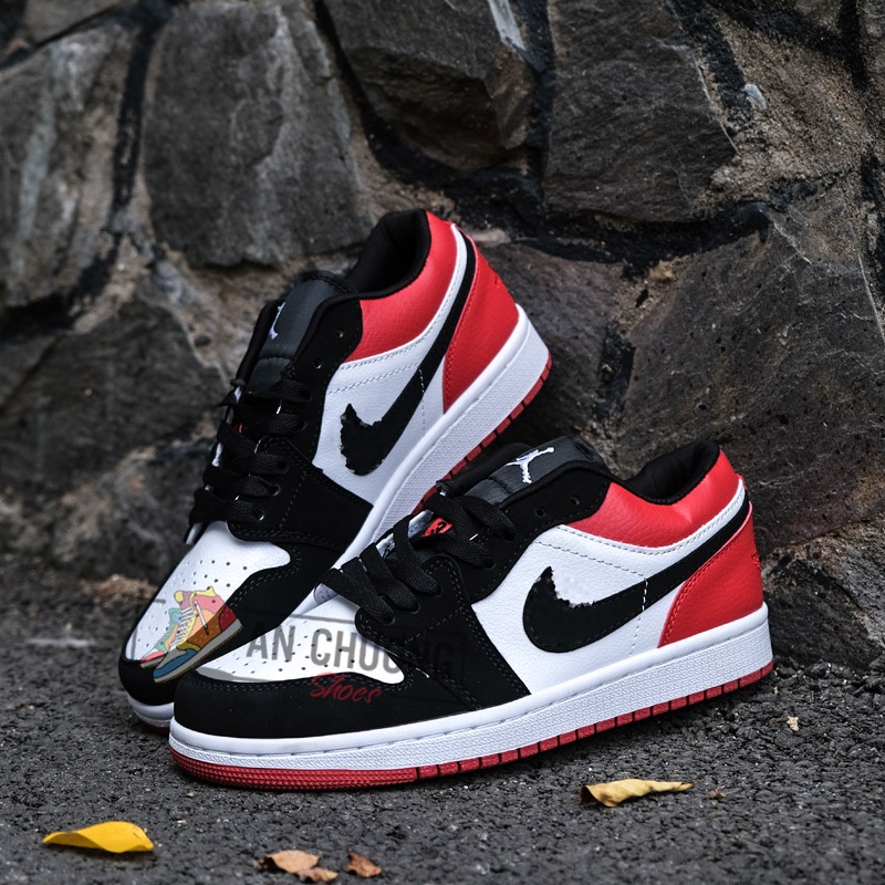 Giày thể thao air jordan 1 đỏ đen OG bred toe Cao Cổ, Thấp Cổ nam nữ - Hàng Chuẩn Full Box Bill