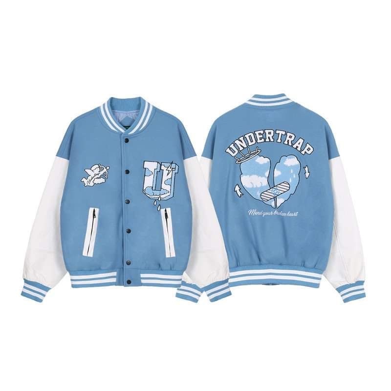 Áo khoác nỉ JACKER BOMBER UNDERTRAP - BOMBER NỈ PE SIÊU ẤM xanh dương