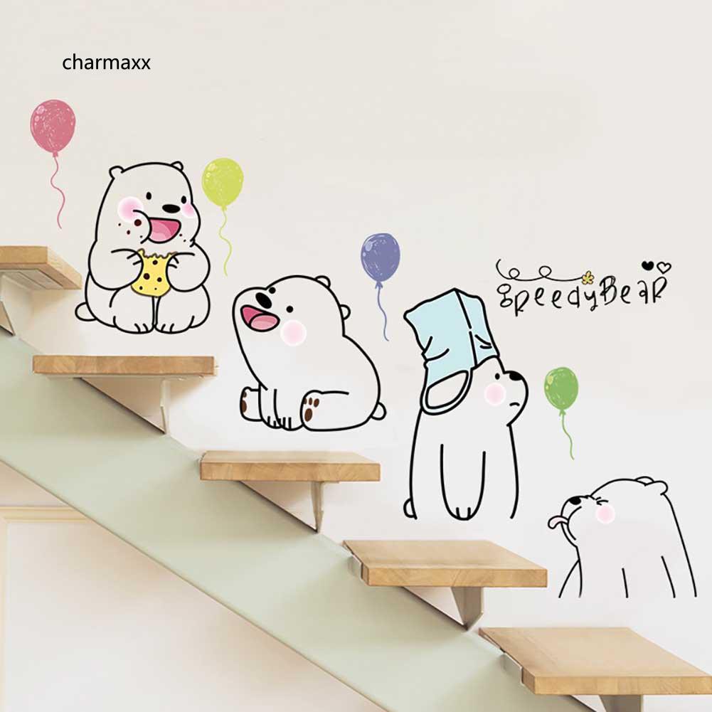 Nhãn dán tường hoạt tiết gấu hoạt hình dễ thương trang trí không gian gia đình | BigBuy360 - bigbuy360.vn