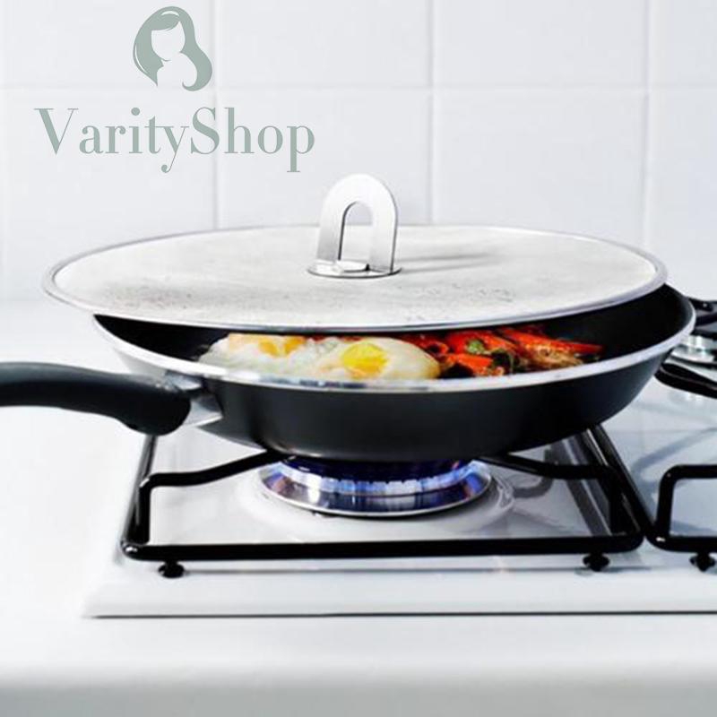 Nắp thép không gỉ đậy chảo chống bắn dầu nóng 3 kich cỡ lựa chọn tiện lợi