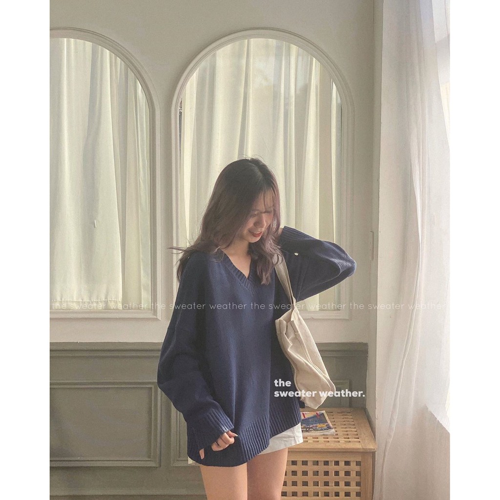 Áo len cổ v oversize AL8 | BigBuy360 - bigbuy360.vn