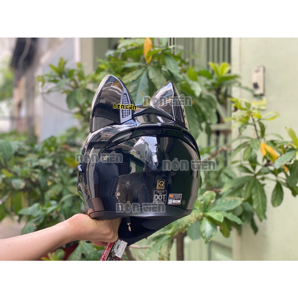 Mũ FULLFACE 2 KÍNH ROC 05 ĐEN BÓNG LÊN TAI MÈO POC, Bảo hành 24 thánG - MUA LÀ CÓ QUÀ