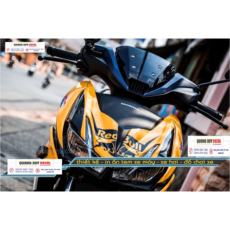 Tem trùm xe Winner X cam đen redbull, độ thiết kế team dán phủ decal xe máy giá rẻ đẹp