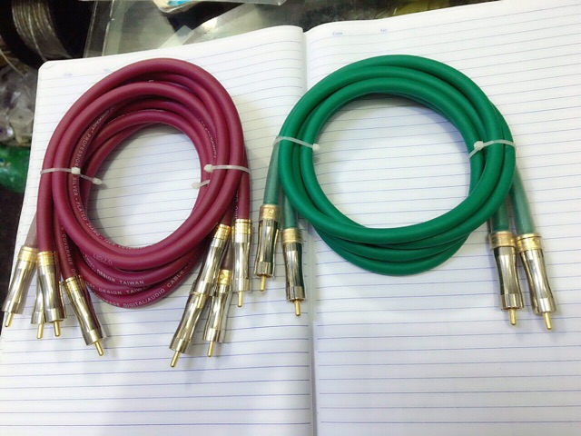 Dây tín hiệu AV2  hoa sen rca Audio Trọn bộ Hãng SUNRISE Taiwan thiết kế theo yêu cầu. Báo giá 1 cặp gồm 4 đầu Jack. Av