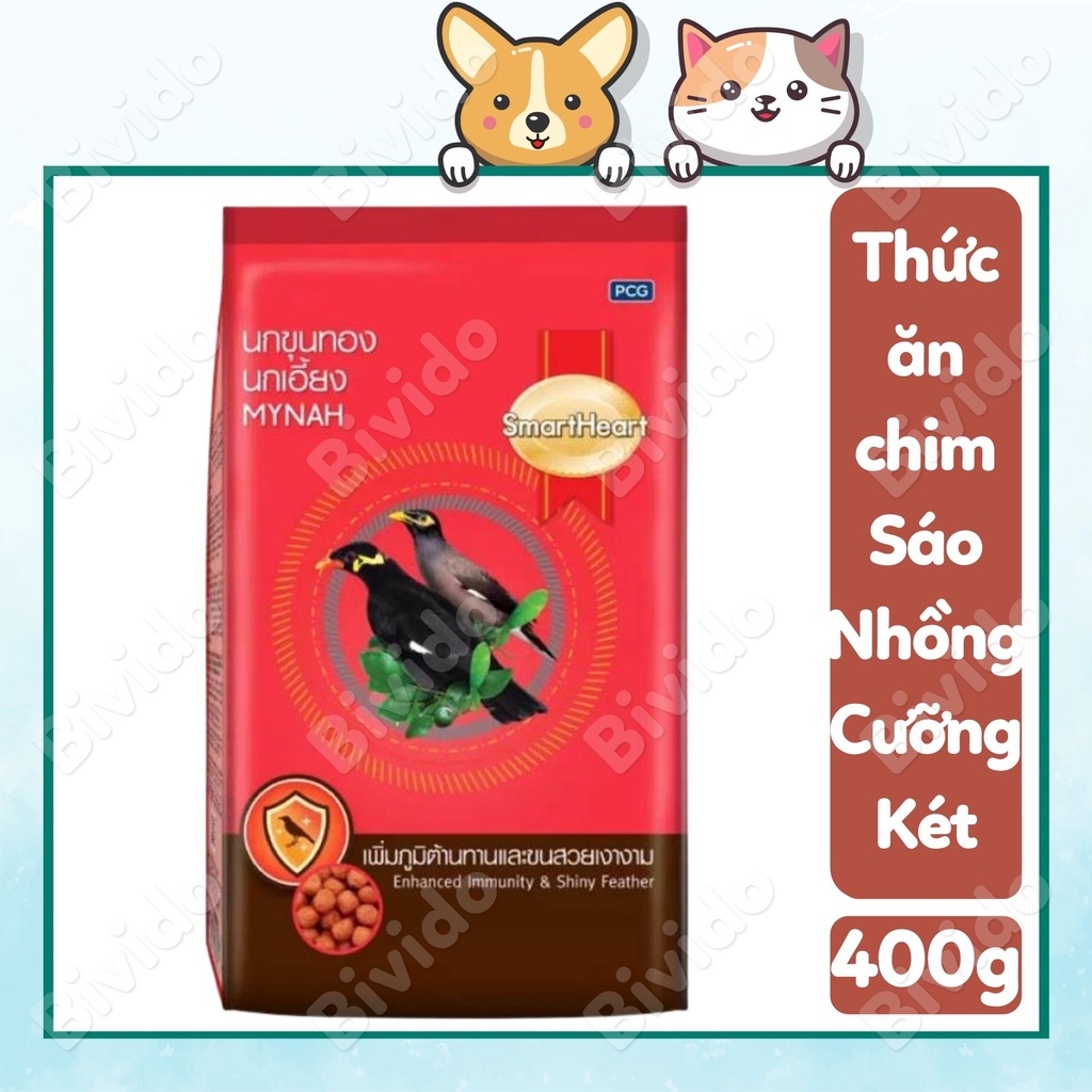 Thức ăn cám chim sáo, nhồng, cưỡng, két Mynah SmartHeart 400g - Bivido