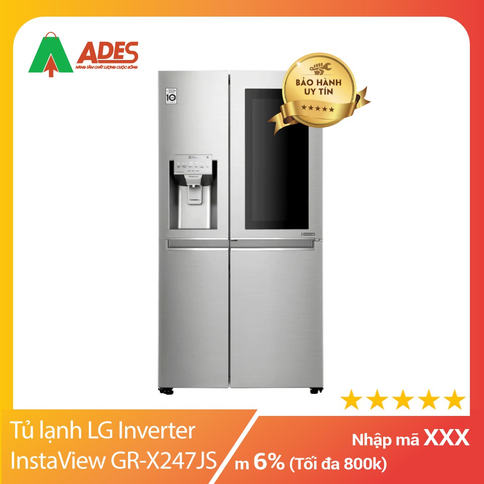 [Mã 154ELSALE2 giảm 7% đơn 300K] [ LG INSTAVIEW ] Tủ lạnh LG Inverter InstaView Door-in-Door 601 lít GR-X247JS