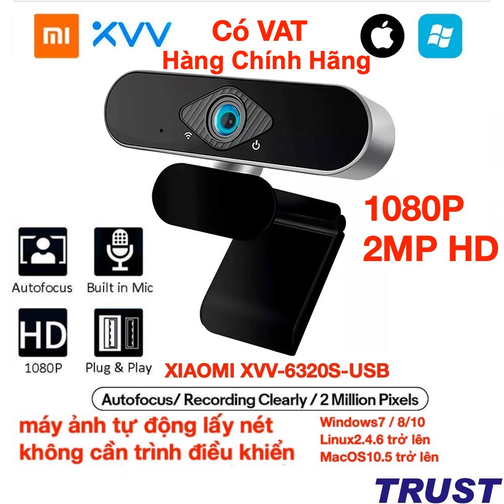 Webcam Xiaomi Xiaovv HD USB -1080P HD &amp; Góc siêu rộng 150°- máy ảnh tự động lấy nét, không cần trình điều khiển