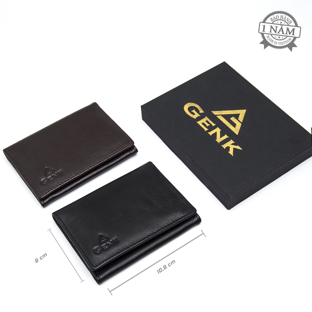 Ví mini đựng thẻ card holder da thật cao cấp nappa nam nữ Genk - GBS01