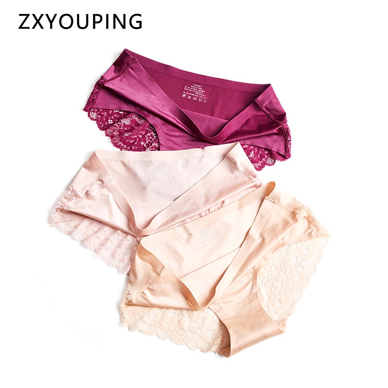 Quần lót lụa phối ren cỡ lớn M-3XL kiểu dáng quyến rũ