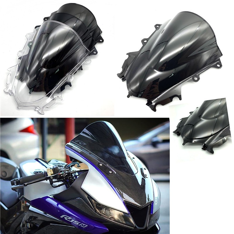 Kính chắn gió thể thao xe máy Kính chắn gió Tấm chắn gió cho YAMAHA YZF-R15 V3.0 2017-2019 YZF R15 V3 17'-19 'Double Bubble yamaha yzf r15 v3.0 17-19