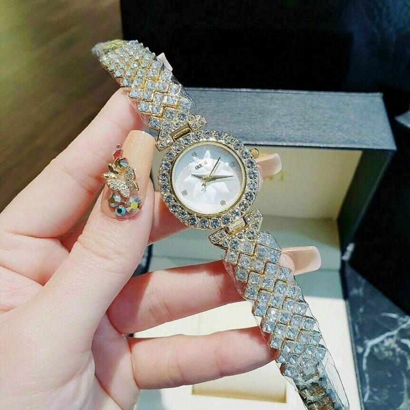 Đồng Hồ Nữ Dây Kim Loại Cao Cấp Viền Đá Full Mặt Và Dây Trend 2022