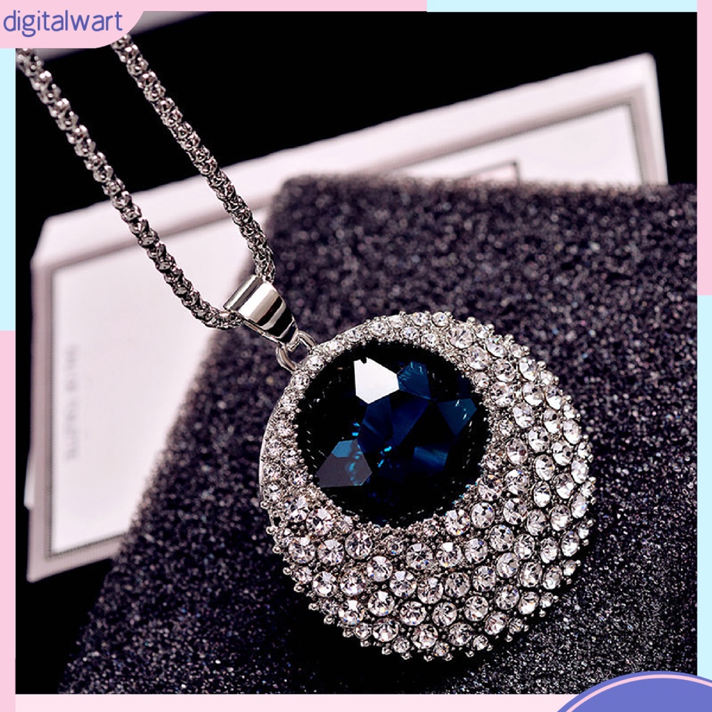 Vòng cổ dài mặt tròn đính đá phong cách vintage thời trang