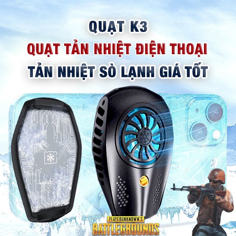Quạt tản nhiệt điện thoại sò lạnh K3 - Quạt tản nhiệt điện thoại giá rẻ gaming sò lạnh đối thủ Memo DL01 DL06 DL05