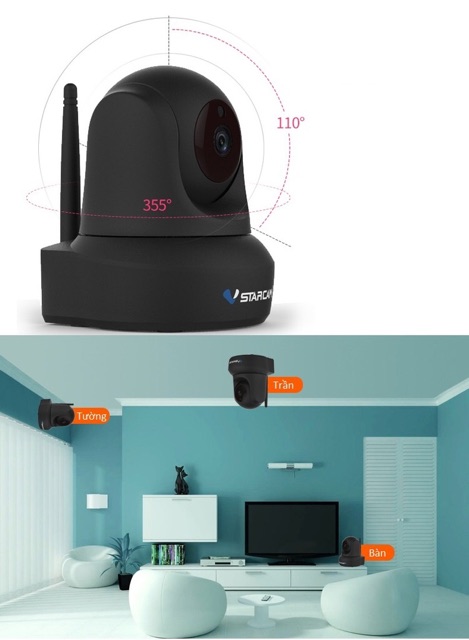 Camera Vstarcam siêu nét HD1080 2M (Hiệp sĩ bóng đêm) Agiadep (Tốt hơn Yoosee nhiều)