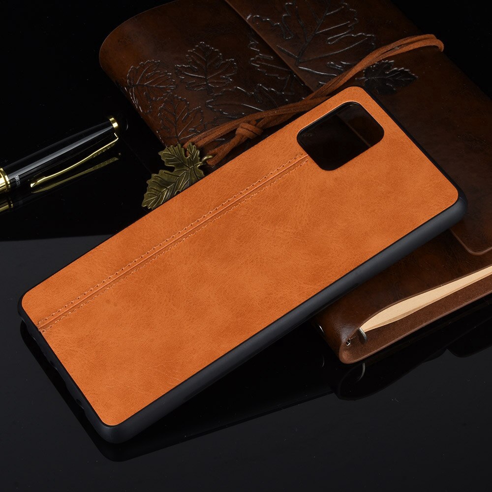 Ốp điện thoại da PU viền dẻo màu da bò mỏng nhẹ thời trang cho SAMSUNG GALAXY NOTE 10 LITE