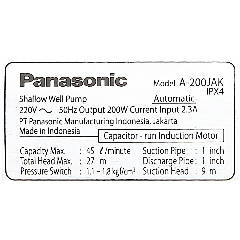 [Mã ELHA22 giảm 5% đơn 300K] Máy bơm nước tăng áp Panasonic A-200JAK 200W