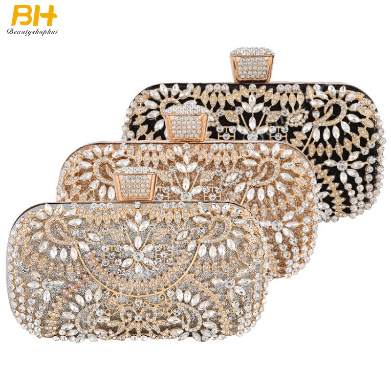 Ví Cầm Tay Đính Đá Pha Lê / Hoa Thời Trang Sang Trọng Cho Nữ