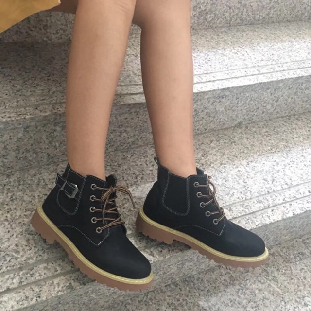 Giày da cao cổ nữ retro vintage buộc dây ( tặng quà) (sẵn rêu 37) -v01 | BigBuy360 - bigbuy360.vn