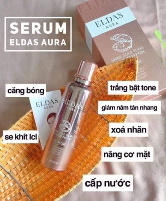 [4 trong 1 Toner+Lotion+Essence+Cream] Tinh Chất Tế Bào Gốc Eldas Aura Shine Gold Pearl Premium Peptide All In One 100ml